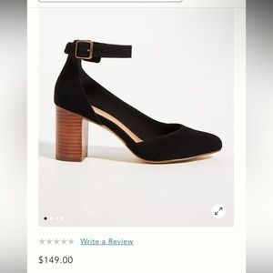 Black Suede Soludos Heels with Ankle Strap